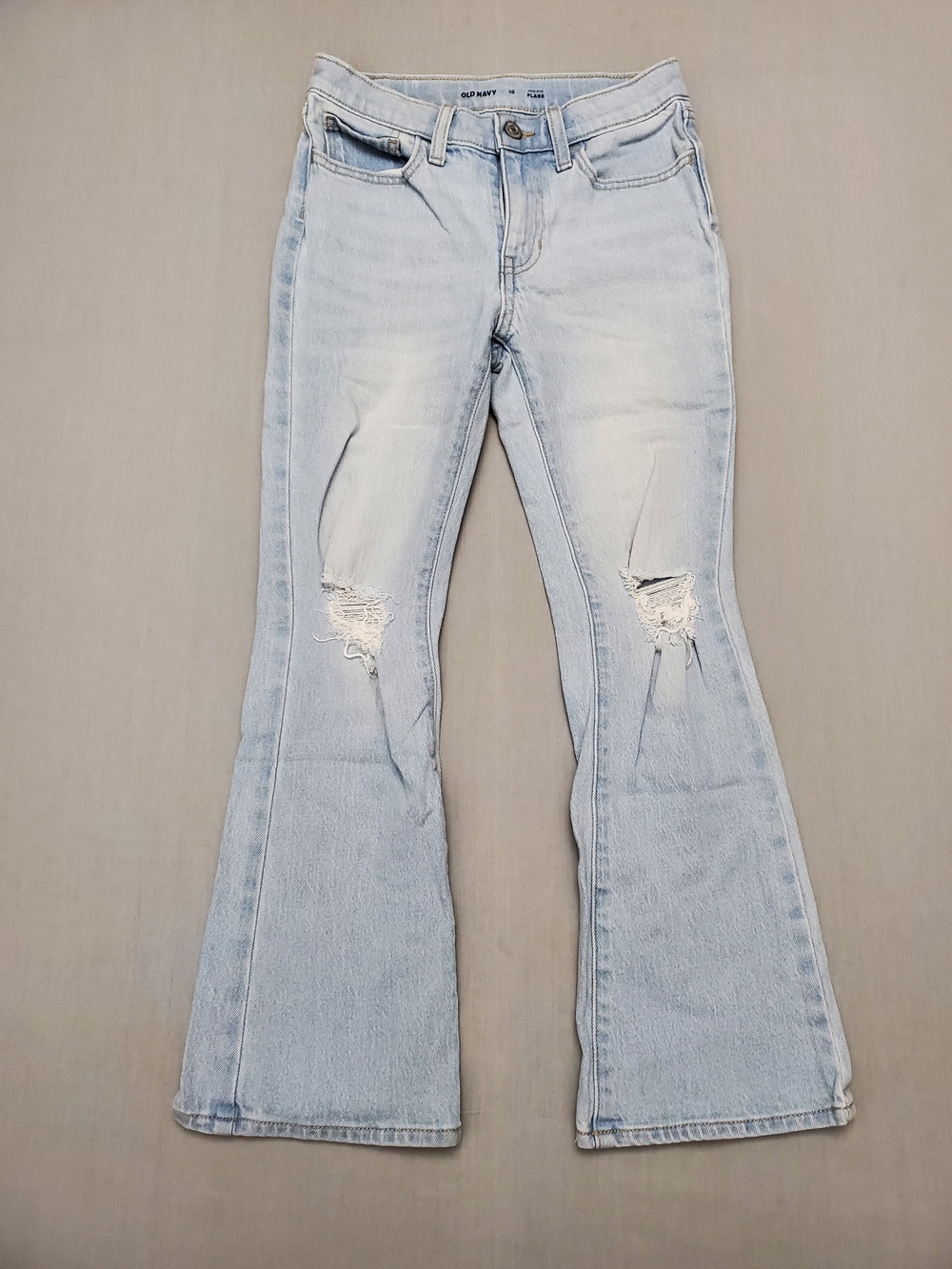 Old Navy Light Wash Distressed Flare Jeans for Kids Size 10